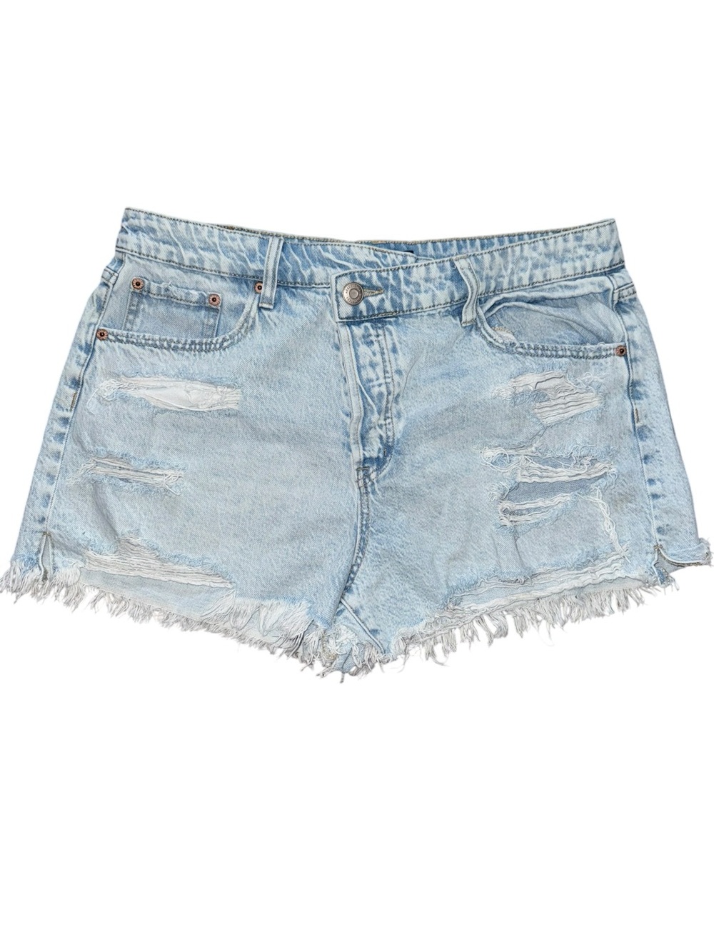 Aeropostale Mom Shorts Distressed Cutoff High Rise Light Wash Denim Size 12